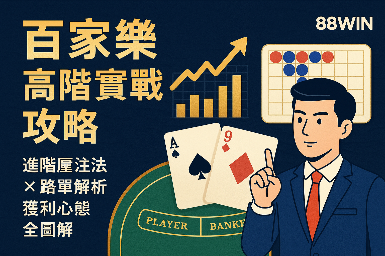 《88WIN 百家樂高階實戰攻略｜進階壓注法 × 路單解析 × 獲利心態全圖解》