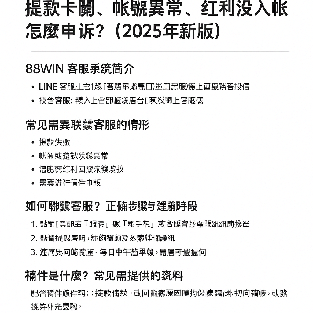 88WIN 客服與補件申訴教學封面圖