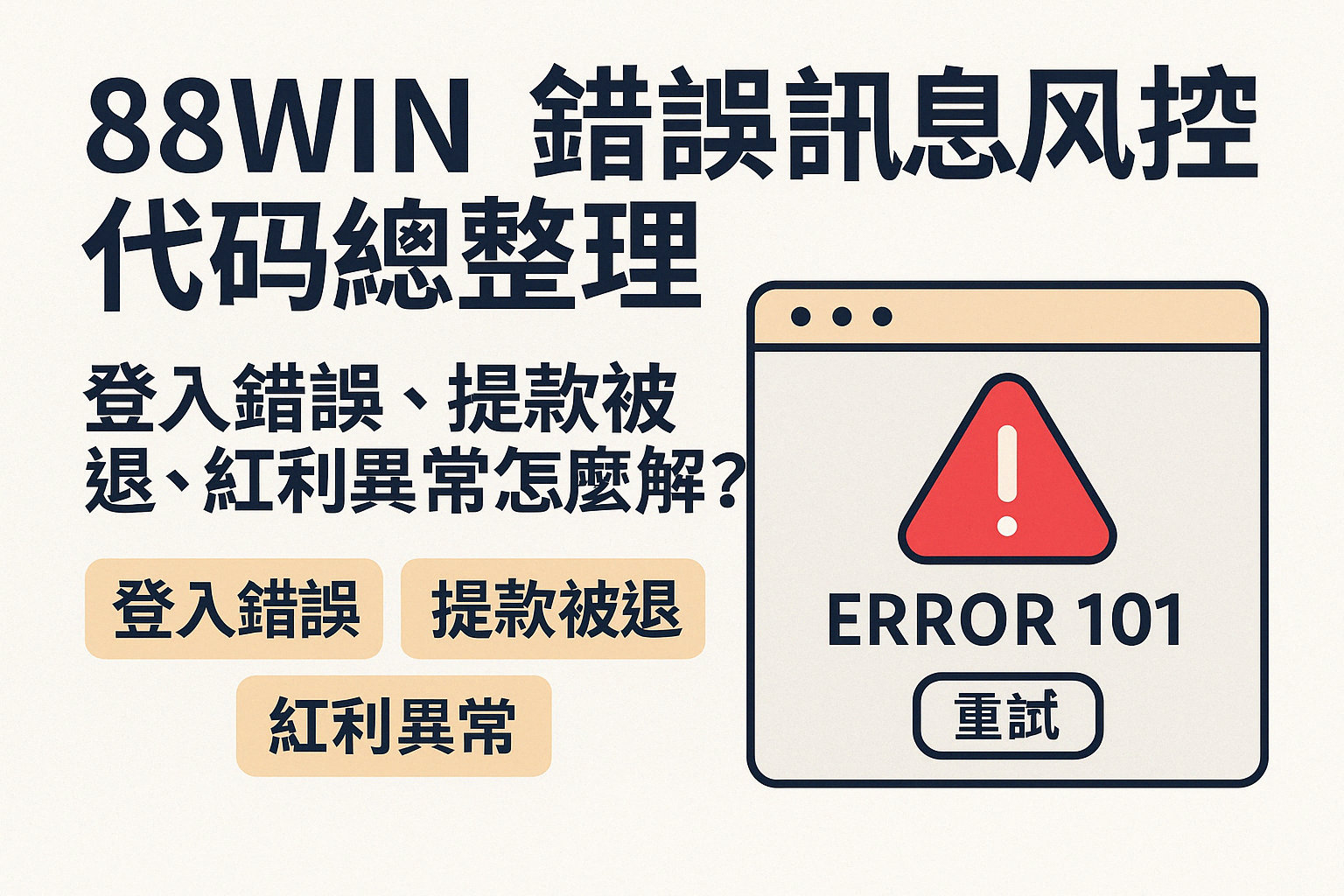 📘 88WIN 錯誤訊息與風控代碼總整理｜登入錯誤、提款被退、紅利異常怎麼解？（2025解碼懶人包）