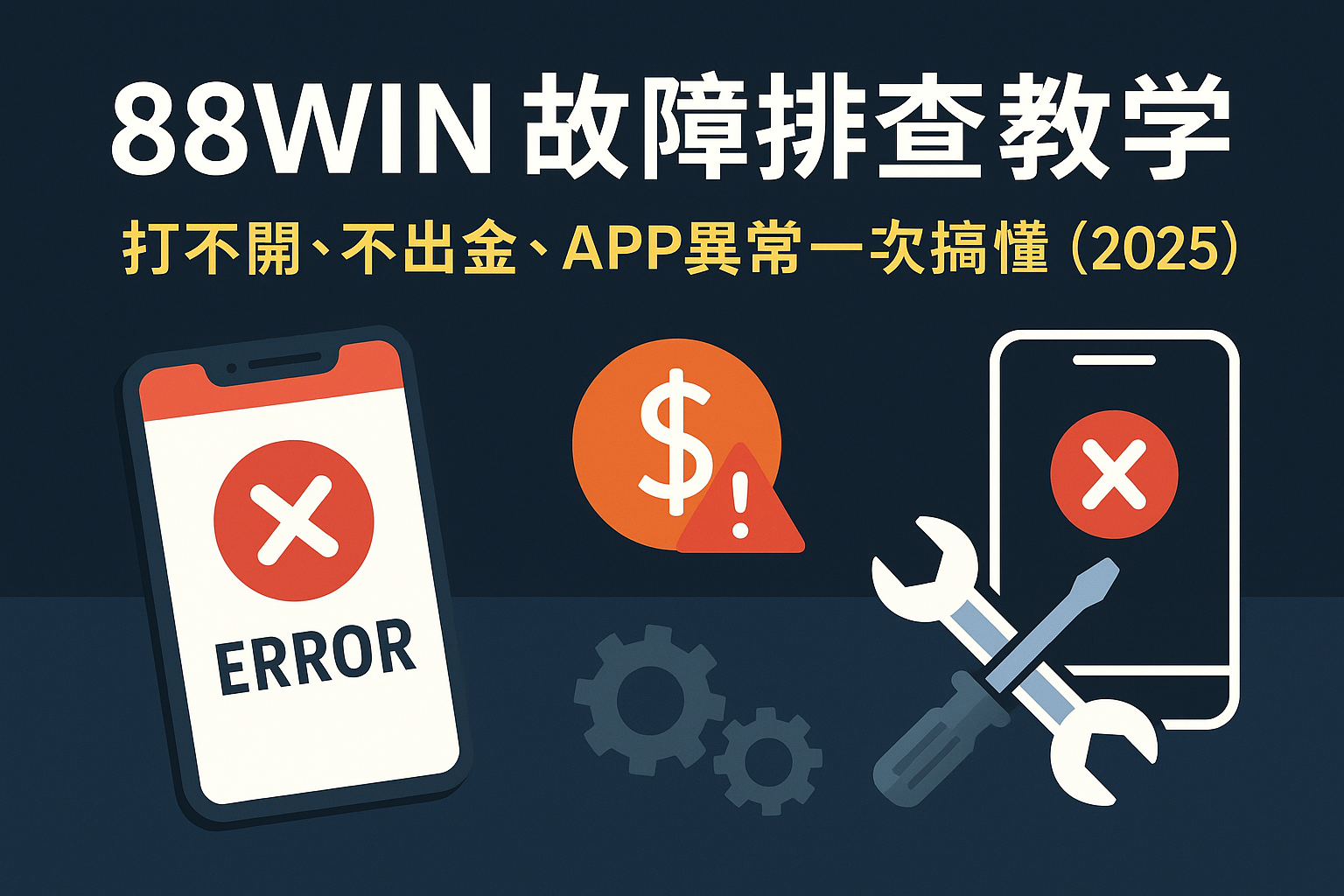 ⚠️ 《88WIN 故障排查教學｜打不開、不出金、APP異常完整解決（2025）》