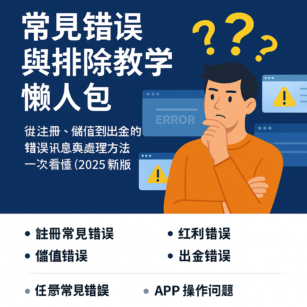 📘 88WIN 常見錯誤與排除教學懶人包｜從註冊、儲值到出金的錯誤訊息與處理方法一次看懂（2025最新版）