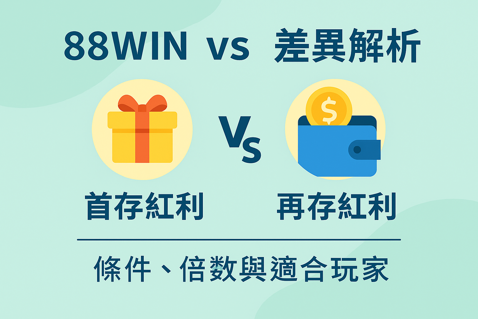 88WIN 首存紅利與再存紅利比較表