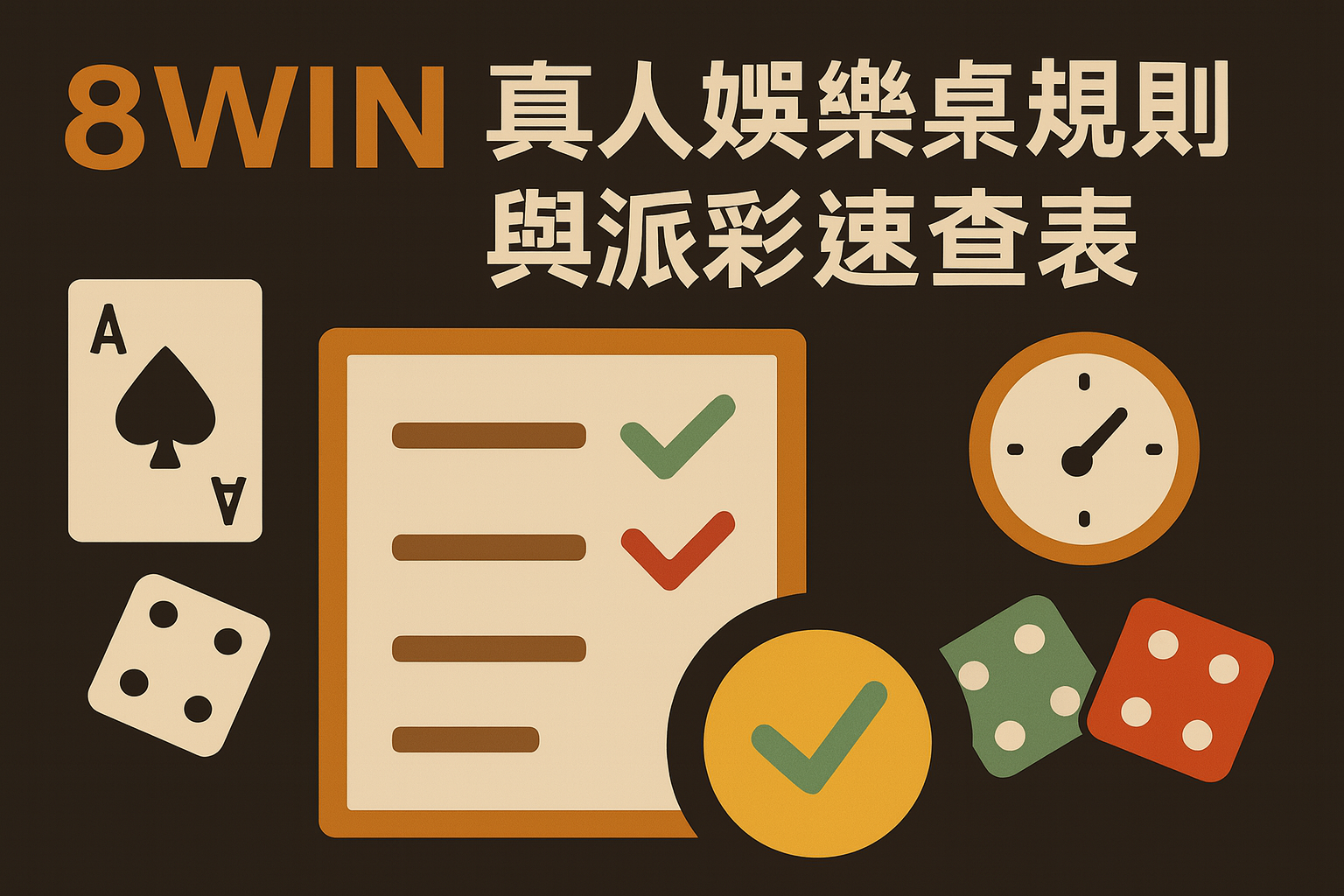 88WIN 真人娛樂桌規則與派彩速查表