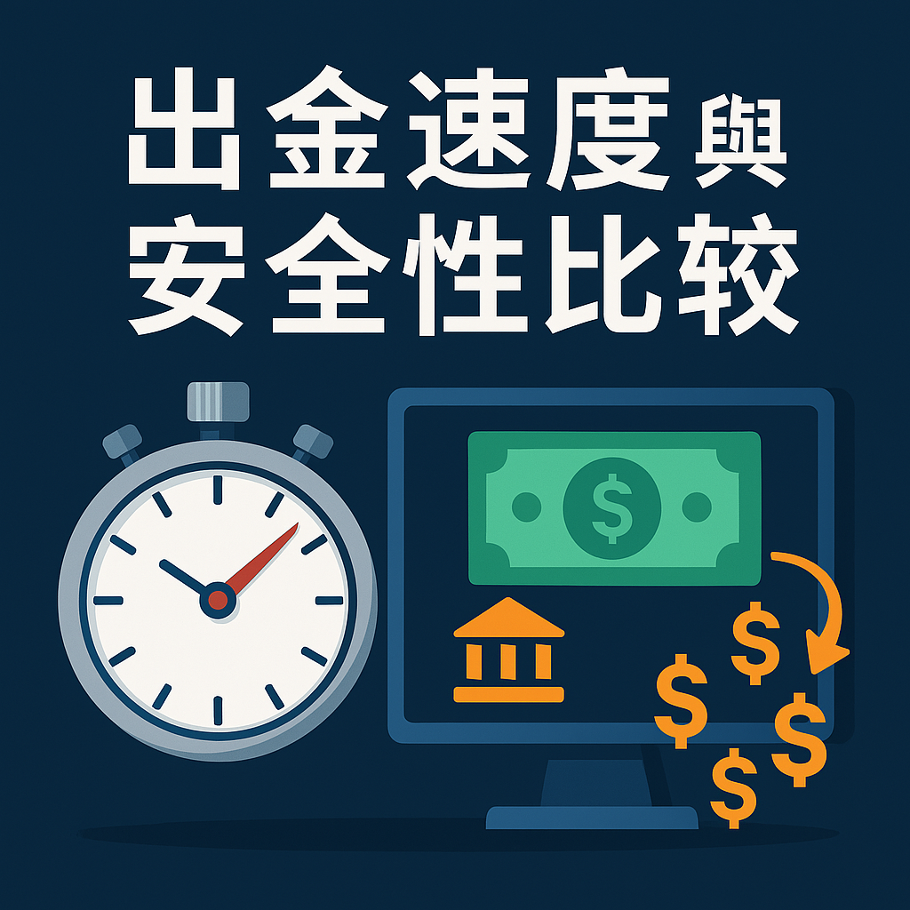 出金速度與安全性比較封面圖，含提款流程與現金圖像元素