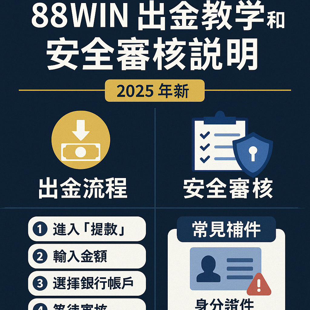💸 88WIN 出金教學與安全審核說明｜提款流程＋補件機制完整解析（2025 最新）