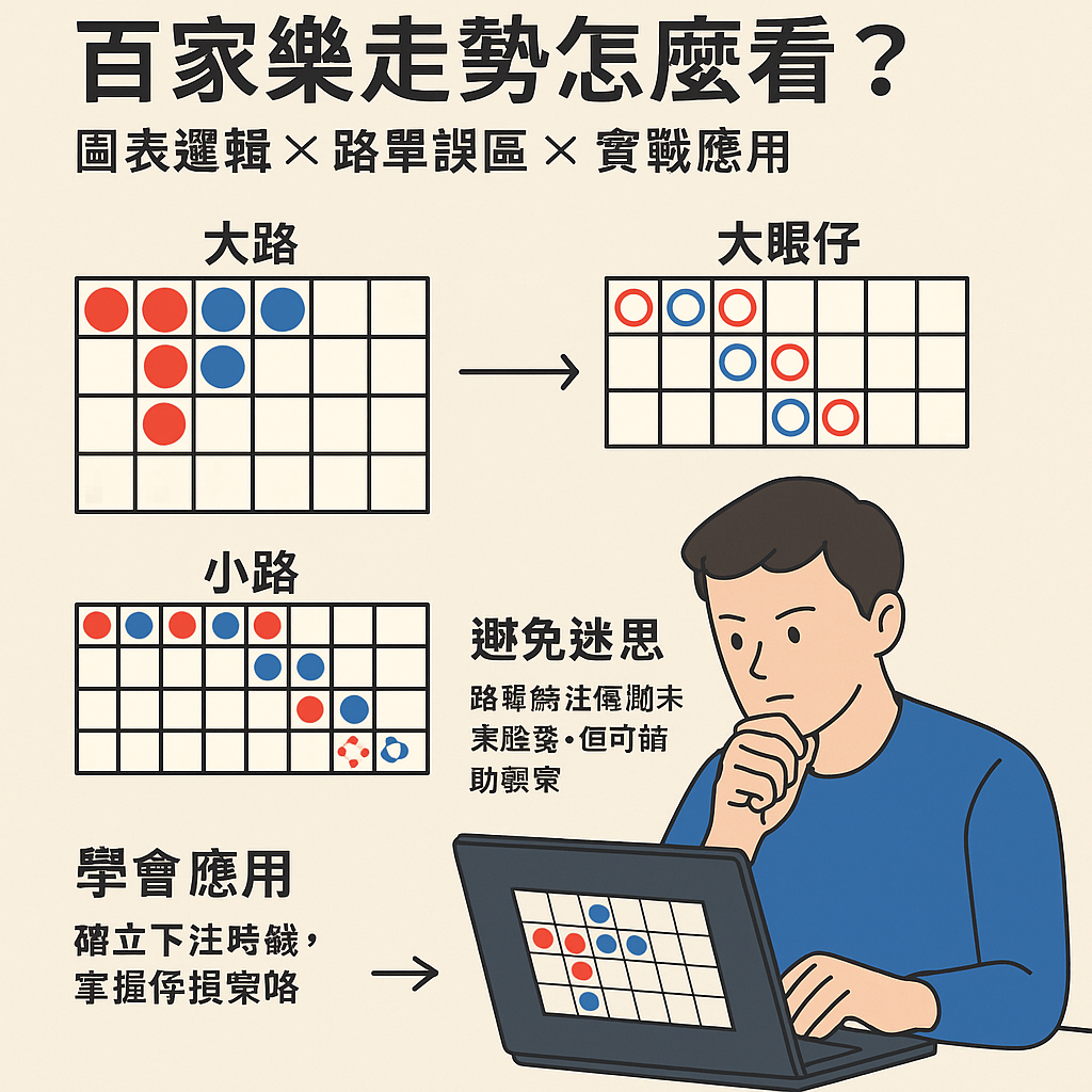 🎯【百家樂走勢怎麼看？】圖表 × 範例 × 實戰應用全面解析｜百家樂趨勢打法懶人包