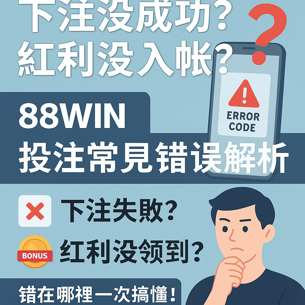 88WIN 錯誤排查與投注異常解決教學圖