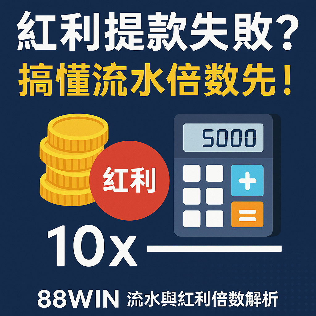 88WIN 流水與紅利倍數實戰解析｜提款前必懂的紅利條件與倍數計算（2025最新版）
