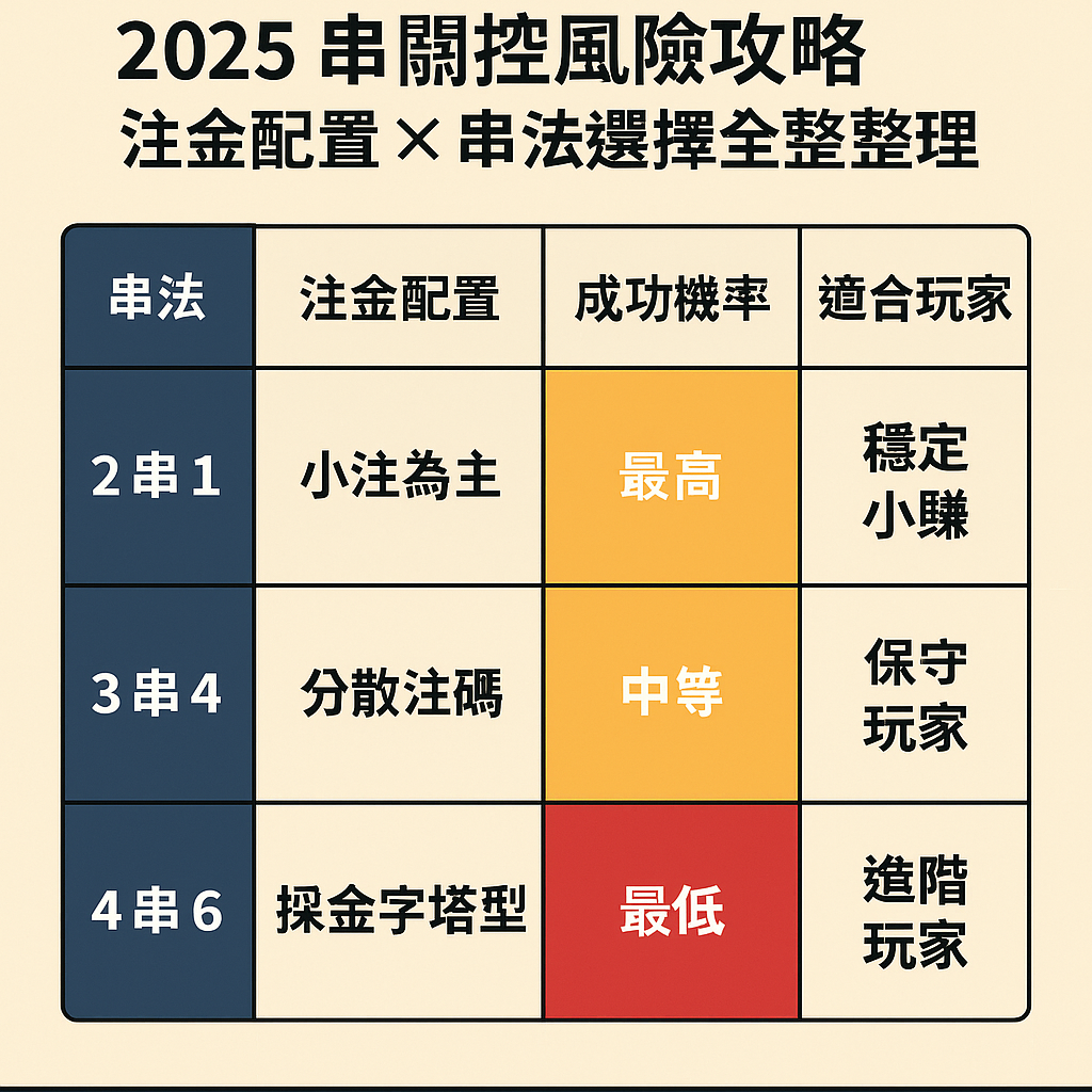 ⚖️ 串關風險怎麼控？中獎機率 × 注金分散 × 串法選擇實戰分析（2025）